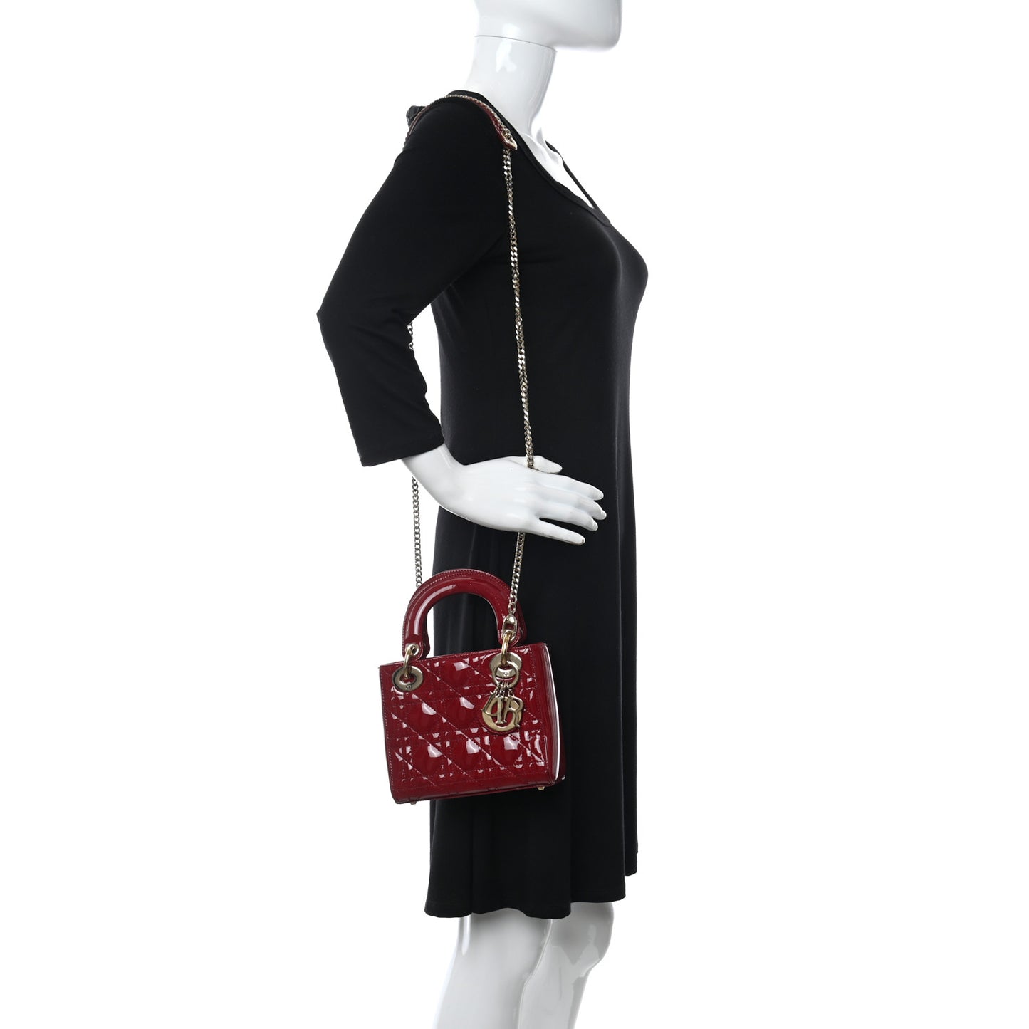 Patent Cannage Mini Lady Dior Red