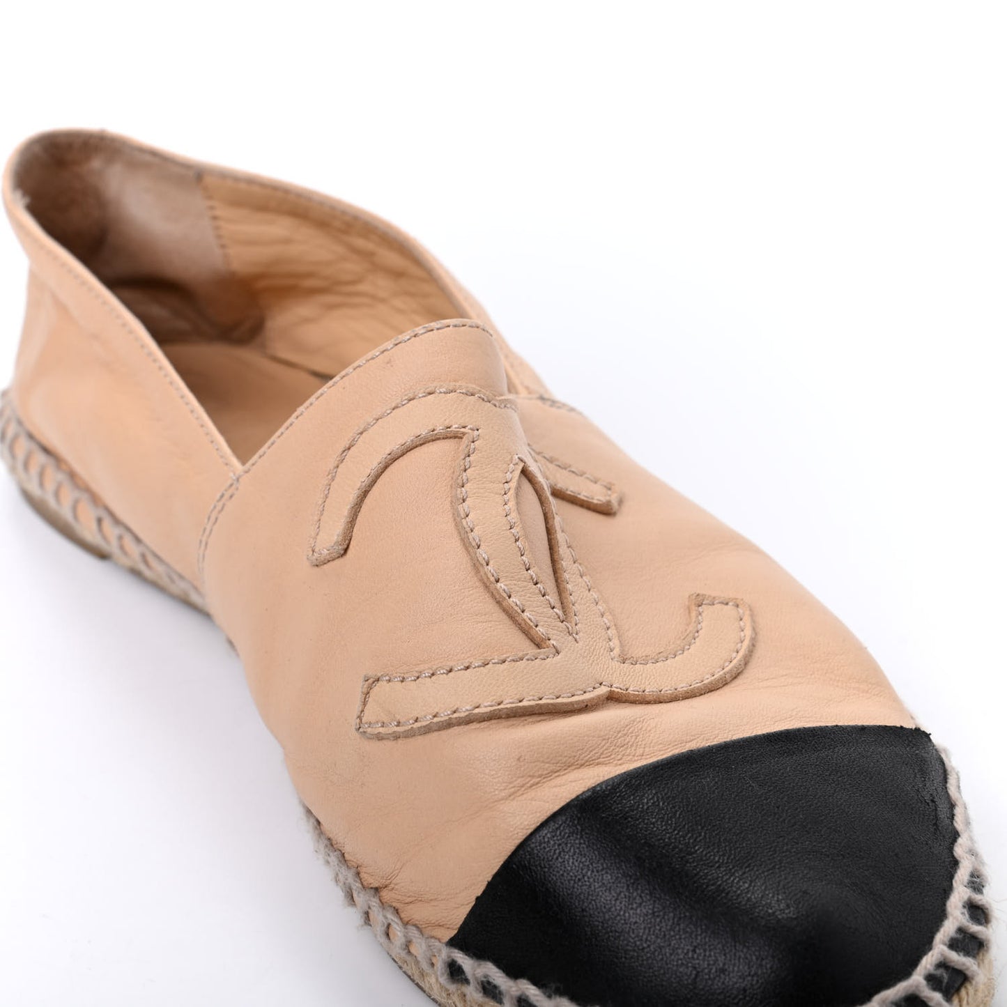 Lambskin CC Espadrilles 38 Beige Black