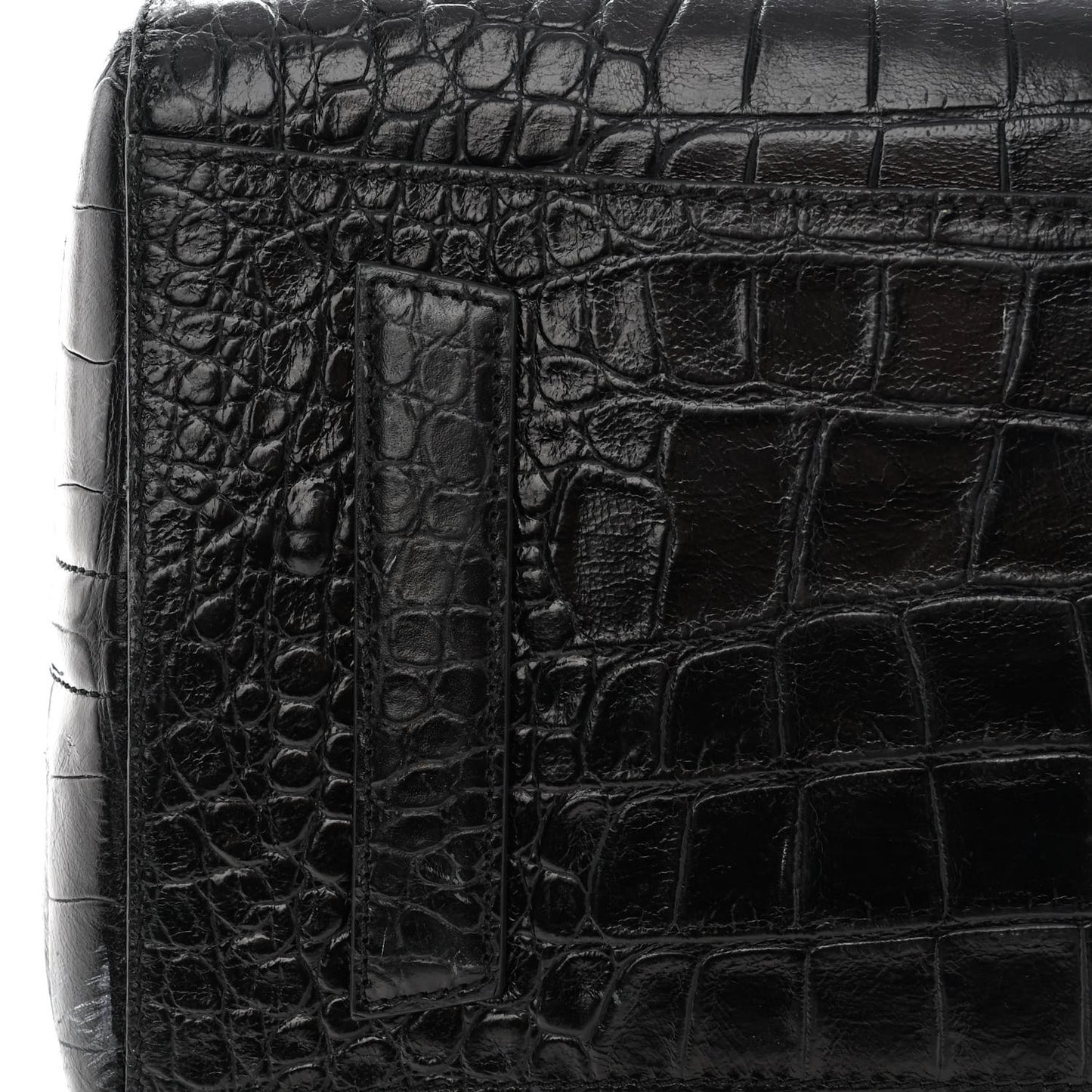 Calfskin Crocodile Embossed Large Antigona Black