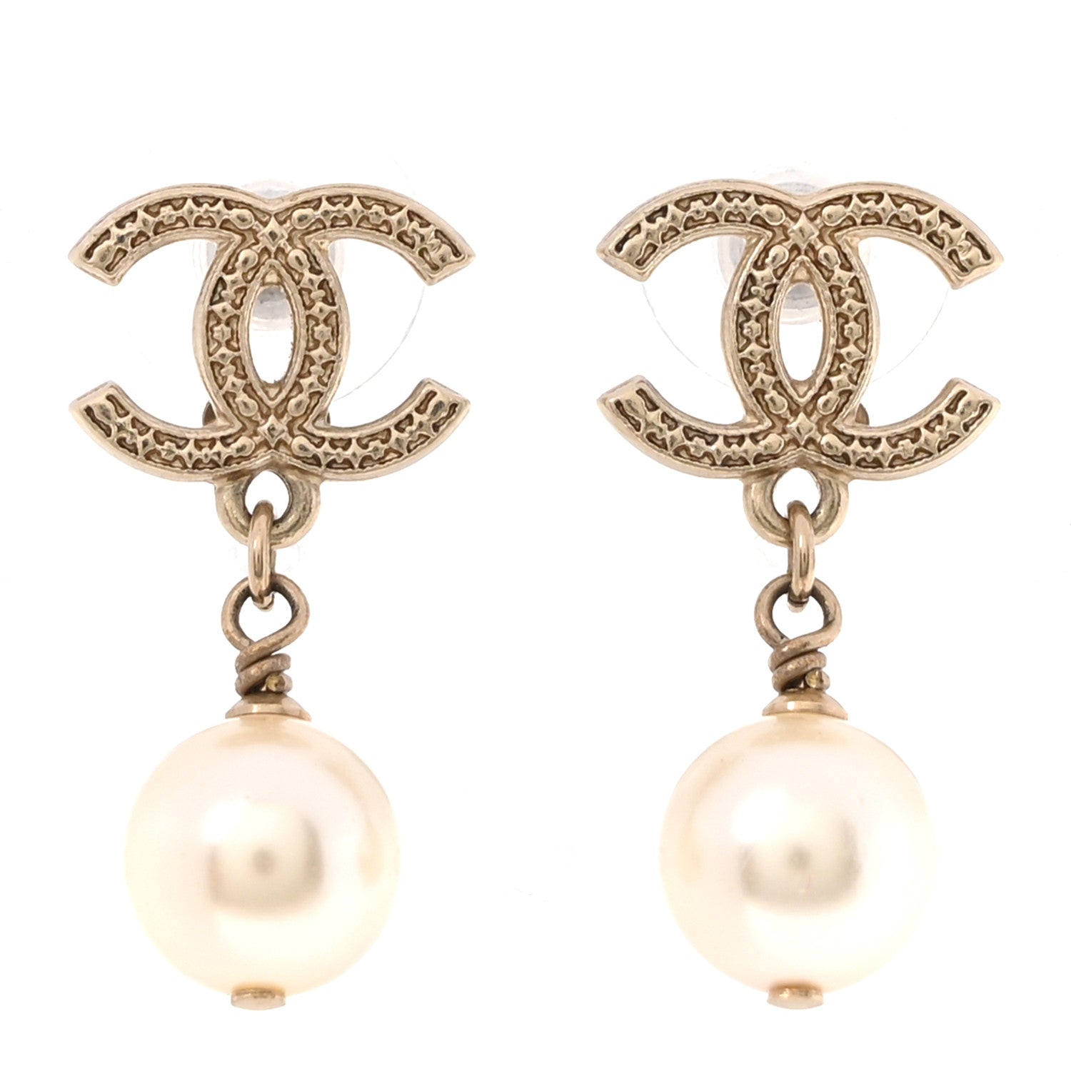 Chanel Pearl CC Drop Earrings Gold 1 of 4