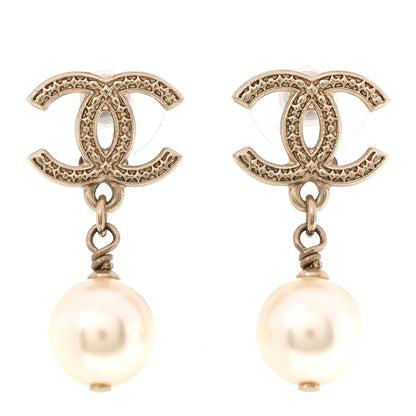 Chanel Pearl CC Drop Earrings Gold 1 of 4