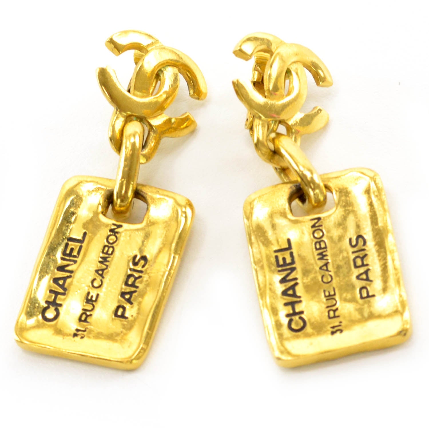 Chanel 31 Rue Cambon CC Clip On Earrings Gold 38031