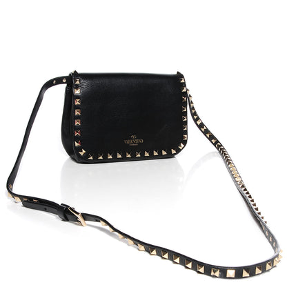 Valentino Garavani Vitello Mini Rockstud Flap Saddle Crossbody Bag Black 3 of 7
