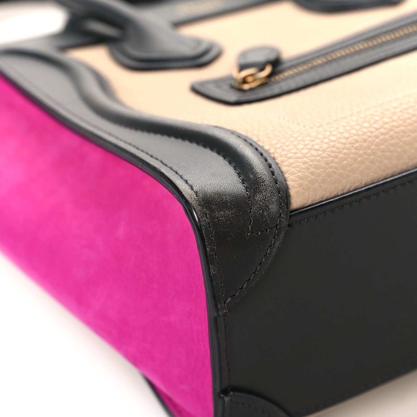 Baby Grained Calfskin Nubuck Nano Tri-Color Luggage Fuchsia
