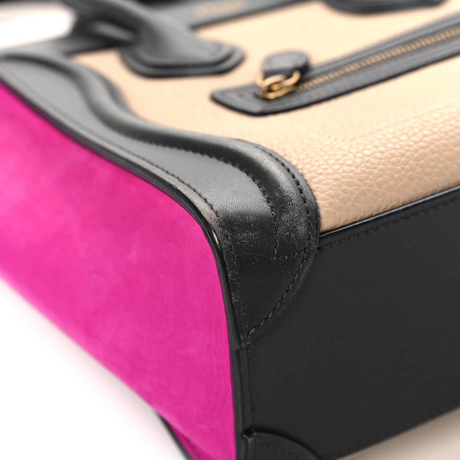 Celine Baby Grained Calfskin Nubuck Nano Tri-Color Luggage Fuchsia 9 of 14