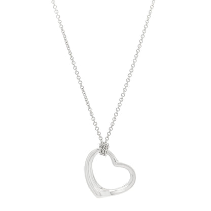 Tiffany Sterling Silver Elsa Peretti 22mm Open Heart Pendant Necklace 1 of 4