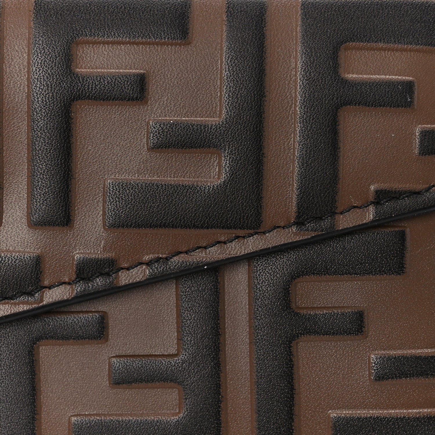 Fendi Vitello Soft F is Fendi Bi-Color FF 1974 Embossed Continental Envelope Wallet Maya Black 11 of 13