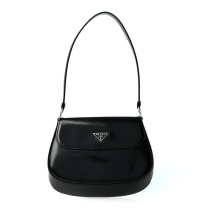 Prada Spazzolato Cleo Flap Shoulder Bag Black 1 of 10