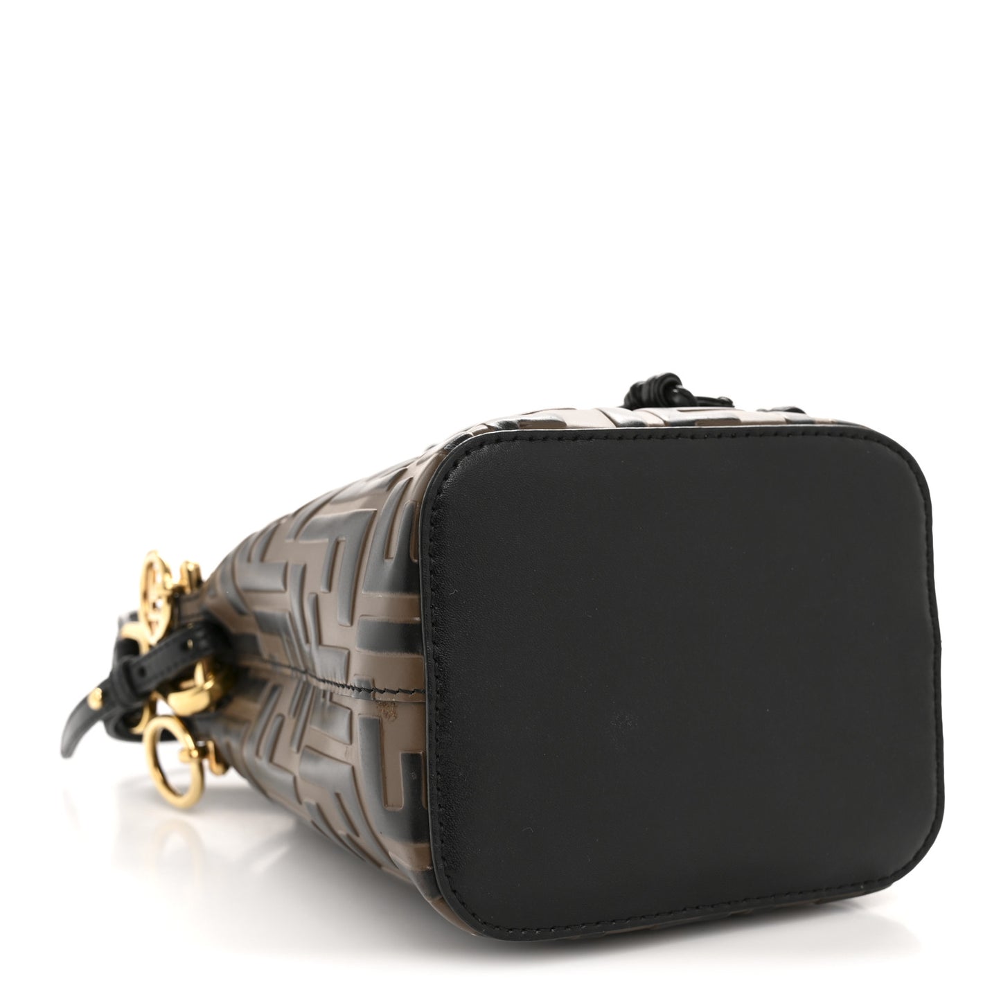 Vitello Liberty F is Fendi Bi-Color FF 1974 Embossed Mini Mon Tresor Bucket Bag Maya Black