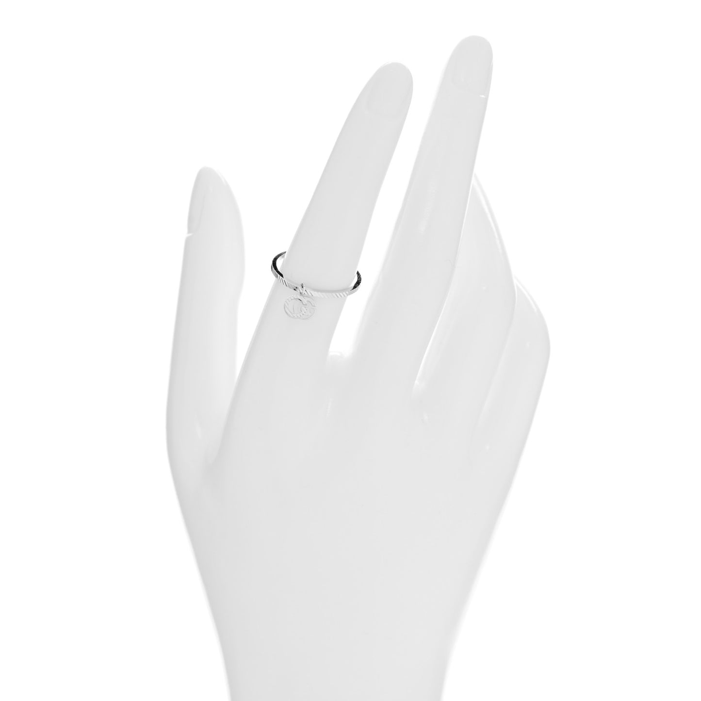 18K White Gold Running G Charm Ring 53 6.5