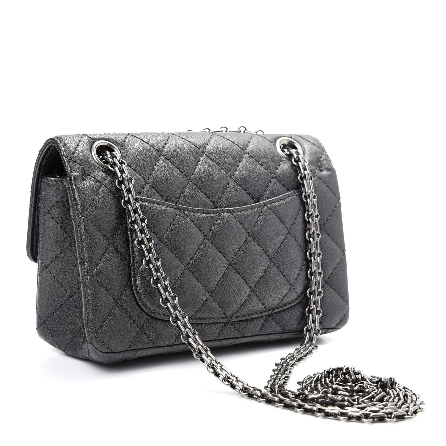 Sheepskin Quilted 2.55 Reissue Mini Flap Dark Grey