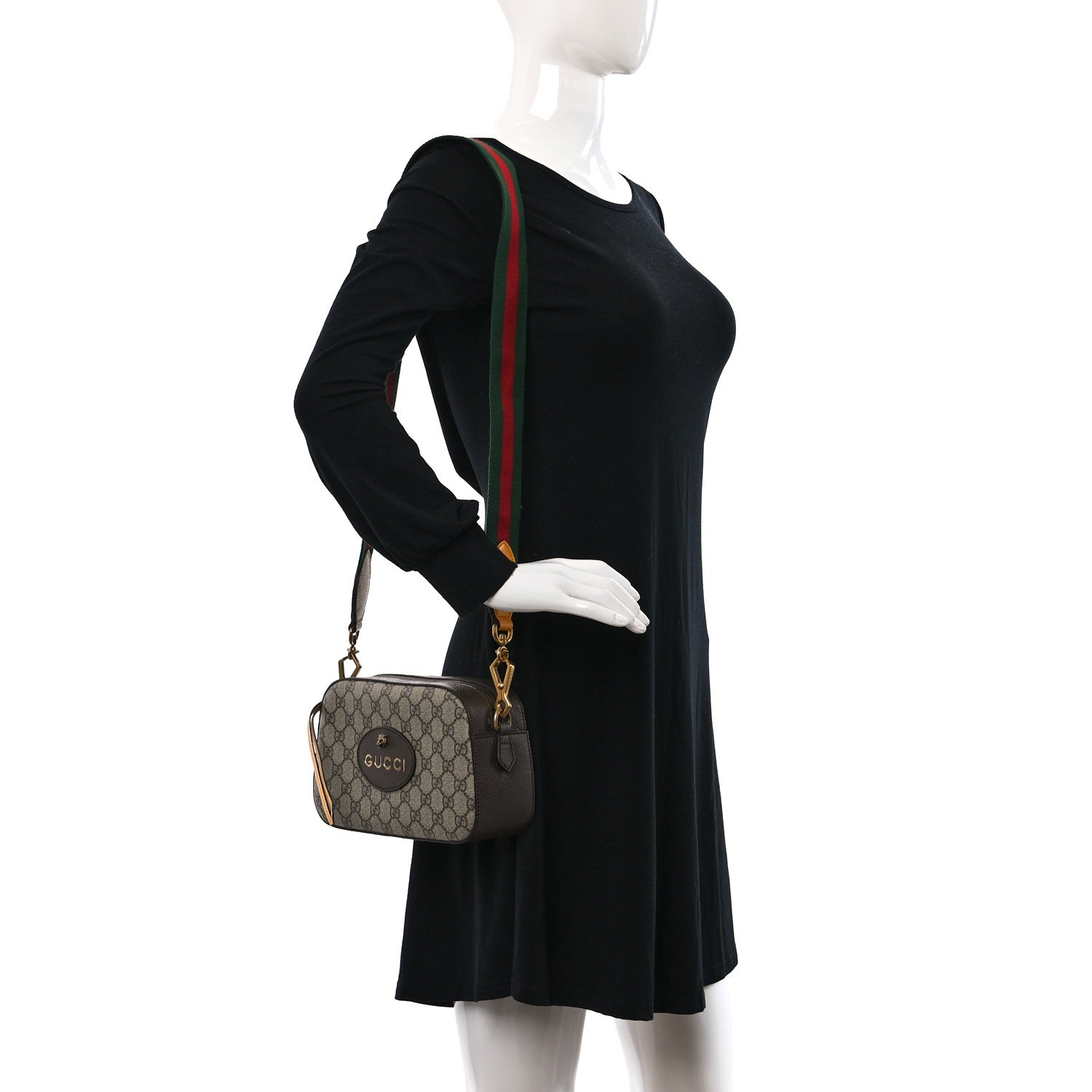 Gucci GG Supreme Monogram Web Neo Vintage Shoulder Bag Beige New Acero Crop 2 of 10