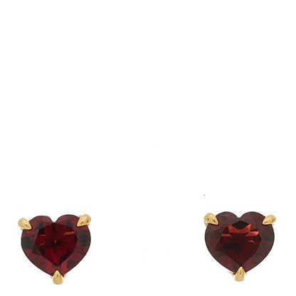 David Yurman 18K Yellow Gold Garnet Heart Stud Earrings 1 of 4