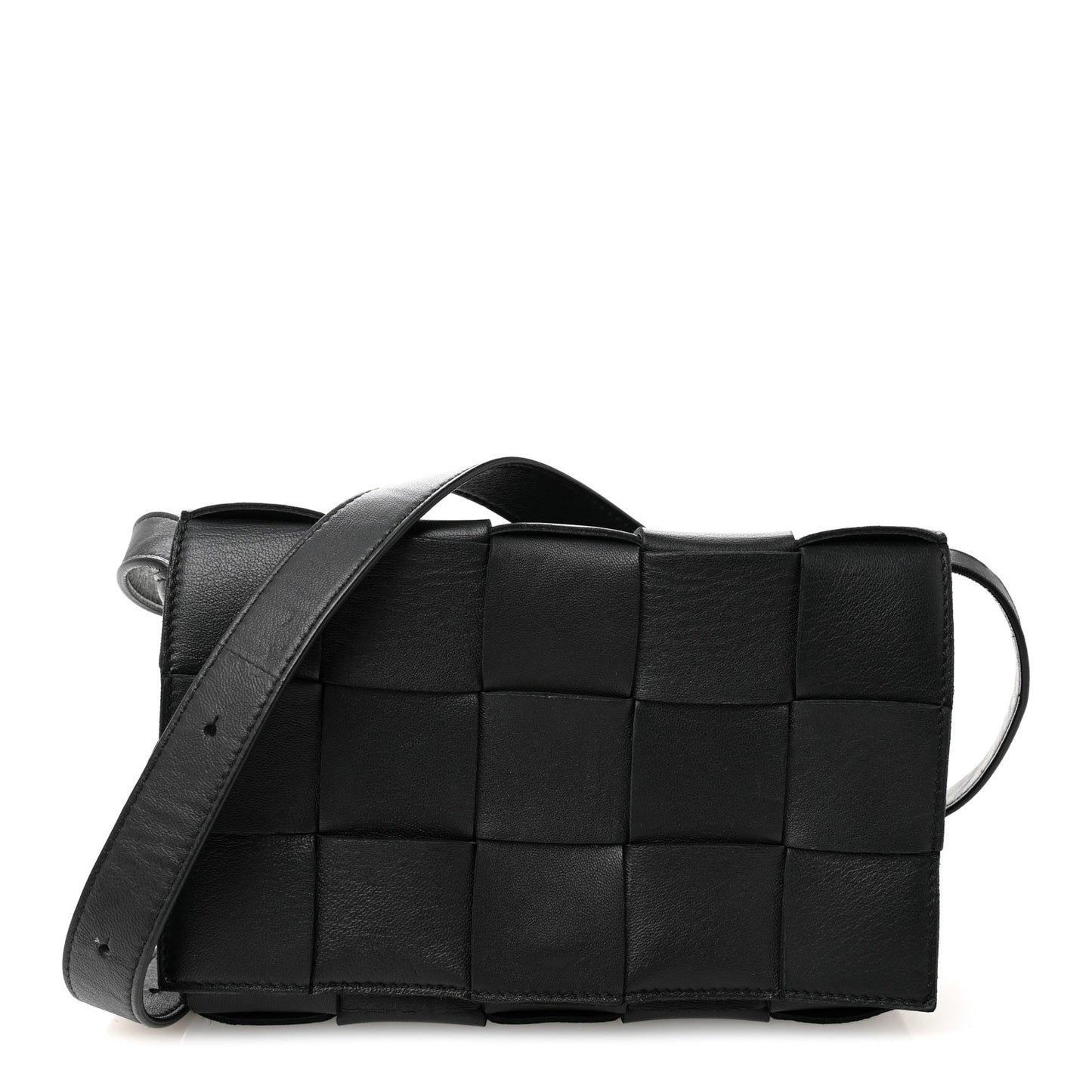 Lambskin Maxi Intrecciato Cassette Crossbody Bag Black