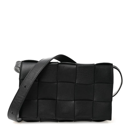 Bottega Veneta Lambskin Maxi Intrecciato Cassette Crossbody Bag Black 1 of 9