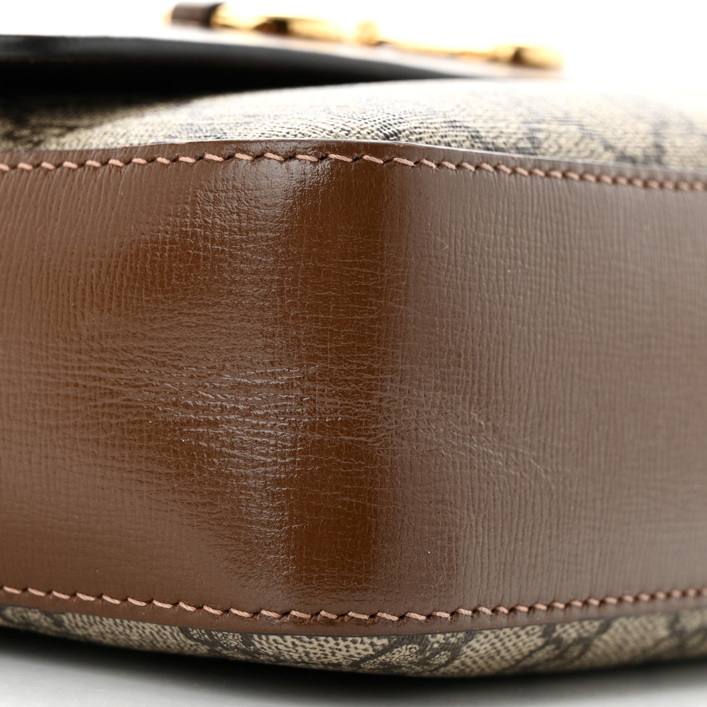 GG Supreme Monogram Small Horsebit 1955 Shoulder Bag Beige Brown Sugar