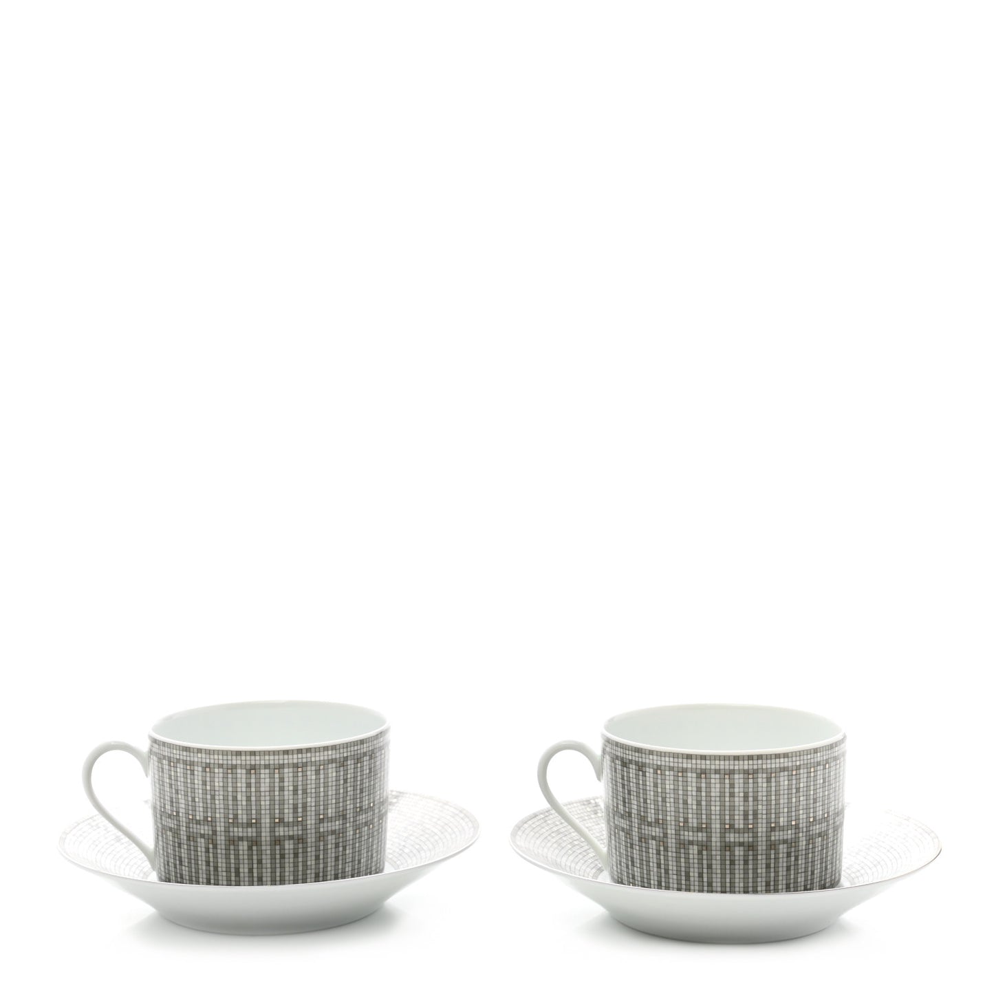 Porcelain Mosaique Au 24 Breakfast Cup And Saucer Set Of 2 Platine