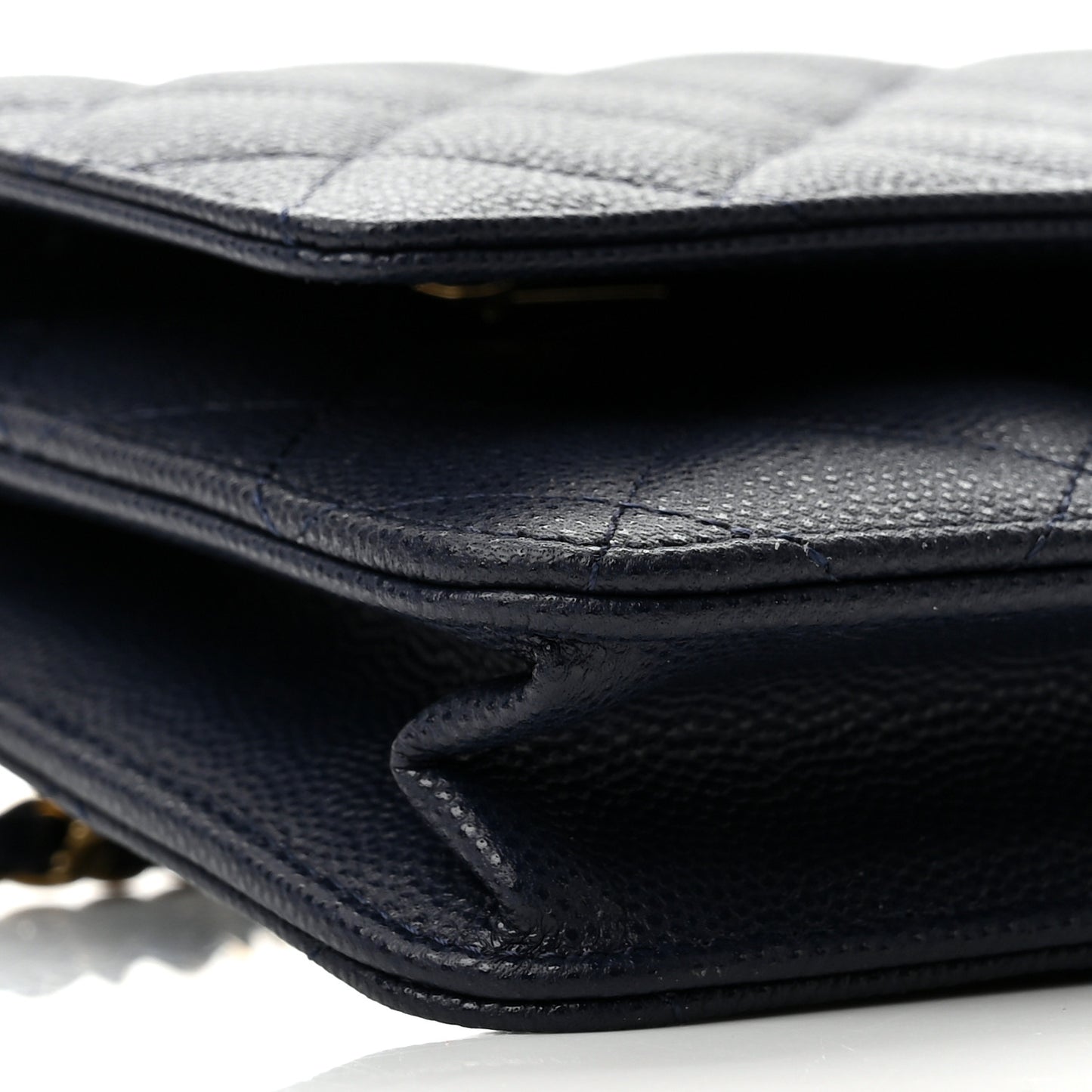 Caviar Quilted Wallet On Chain WOC Navy Blue