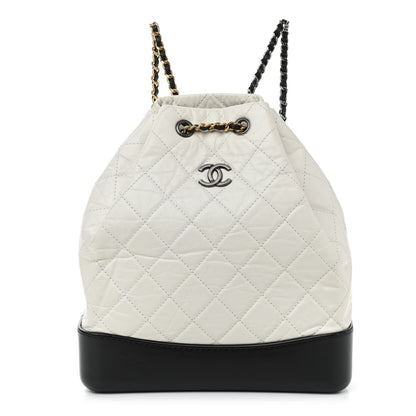 Chanel Aged Calfskin Quilted Gabrielle Backpack Black White 1 of 12