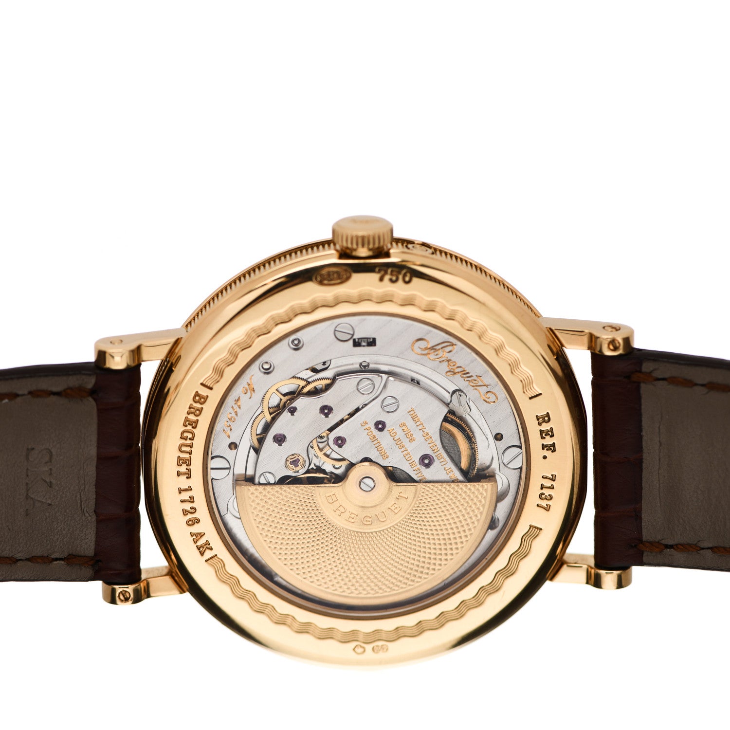Breguet 18K Yellow Gold Alligator 39mm Classique Moonphase Automatic Watch 7137BA/11/9V6 4 of 6