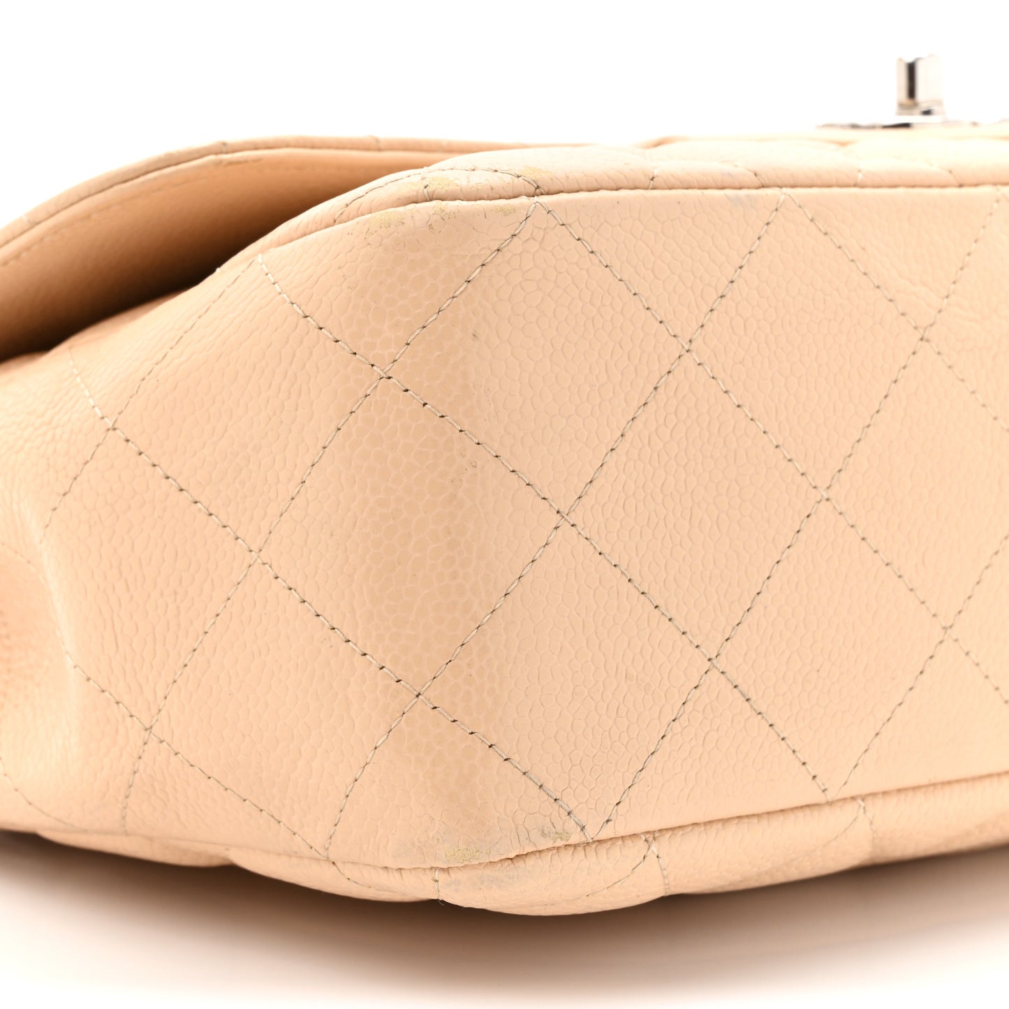 Caviar Quilted Jumbo Single Flap Beige