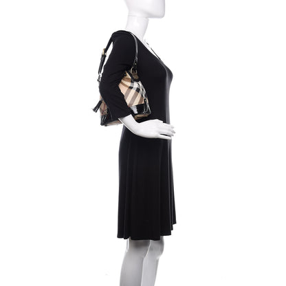 Burberry Patent Trim Nova Check Drawstring Bucket Bag Black 2 of 15