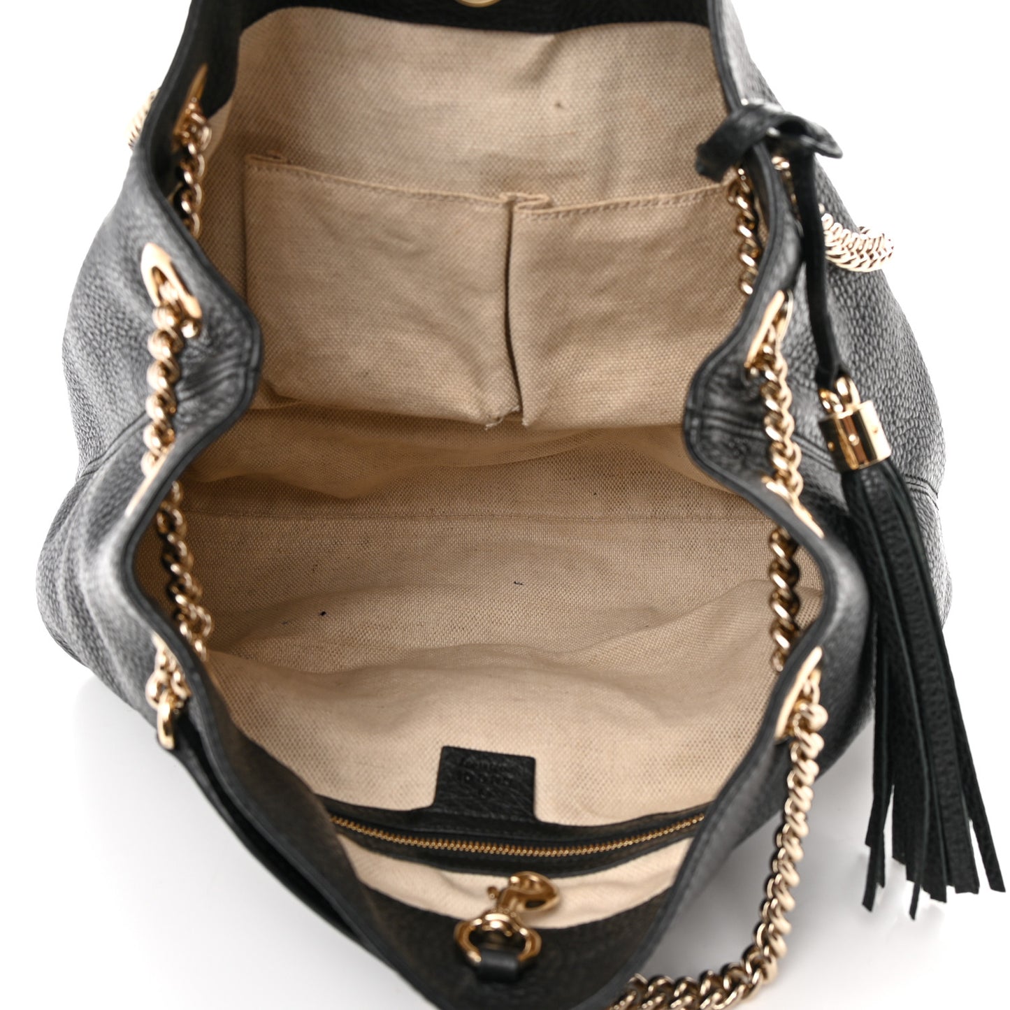 Pebbled Calfskin Medium Soho Chain Shoulder Bag Black
