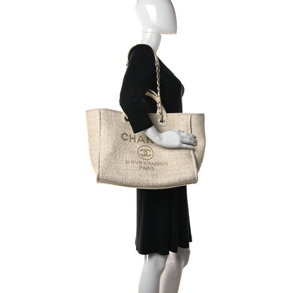 Chanel Lurex Boucle Large Deauville Tote Ivory 2 of 10