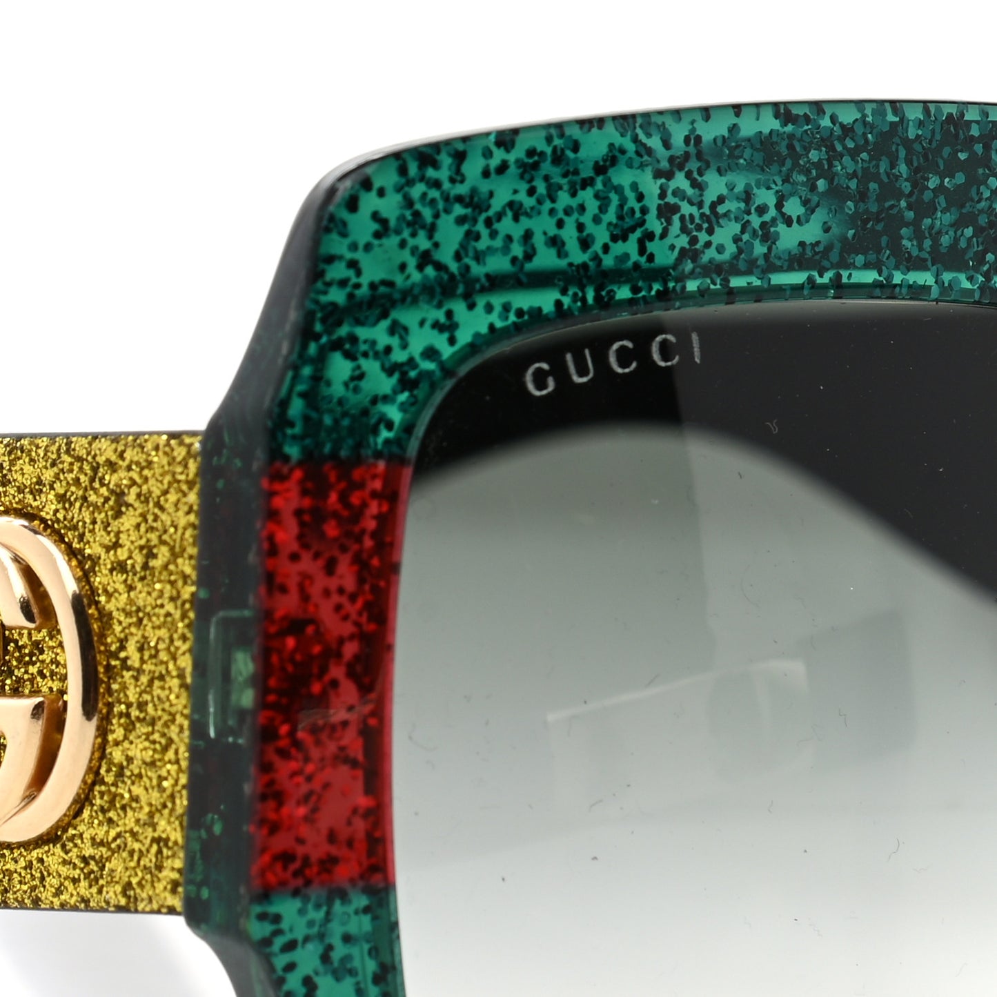 Square Frame GG0102S Sunglasses Glitter Red Black Green