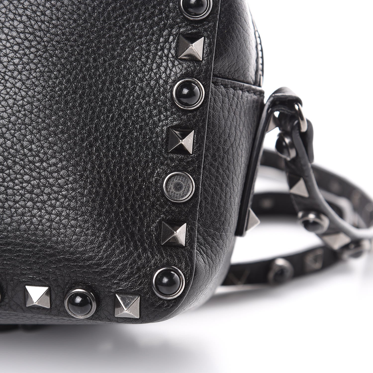 Valentino Garavani Grained Calfskin Onyx Rockstud Rolling Camera Crossbody Bag Black 10 of 10