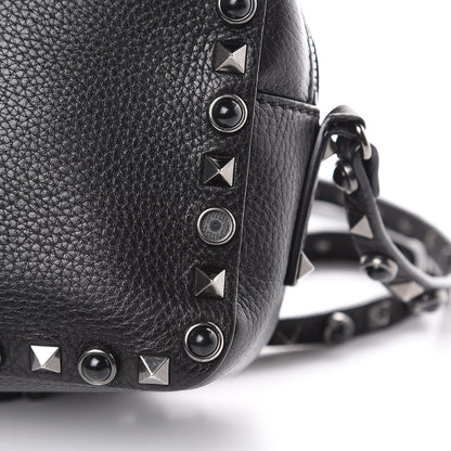 Valentino Garavani Grained Calfskin Onyx Rockstud Rolling Camera Crossbody Bag Black 10 of 10