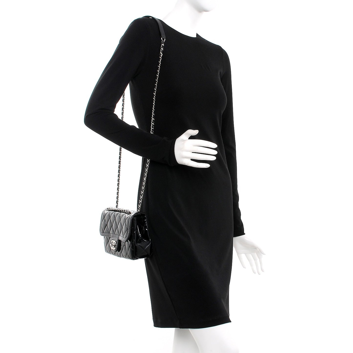 Patent Quilted Small Coco Shine Flap Black