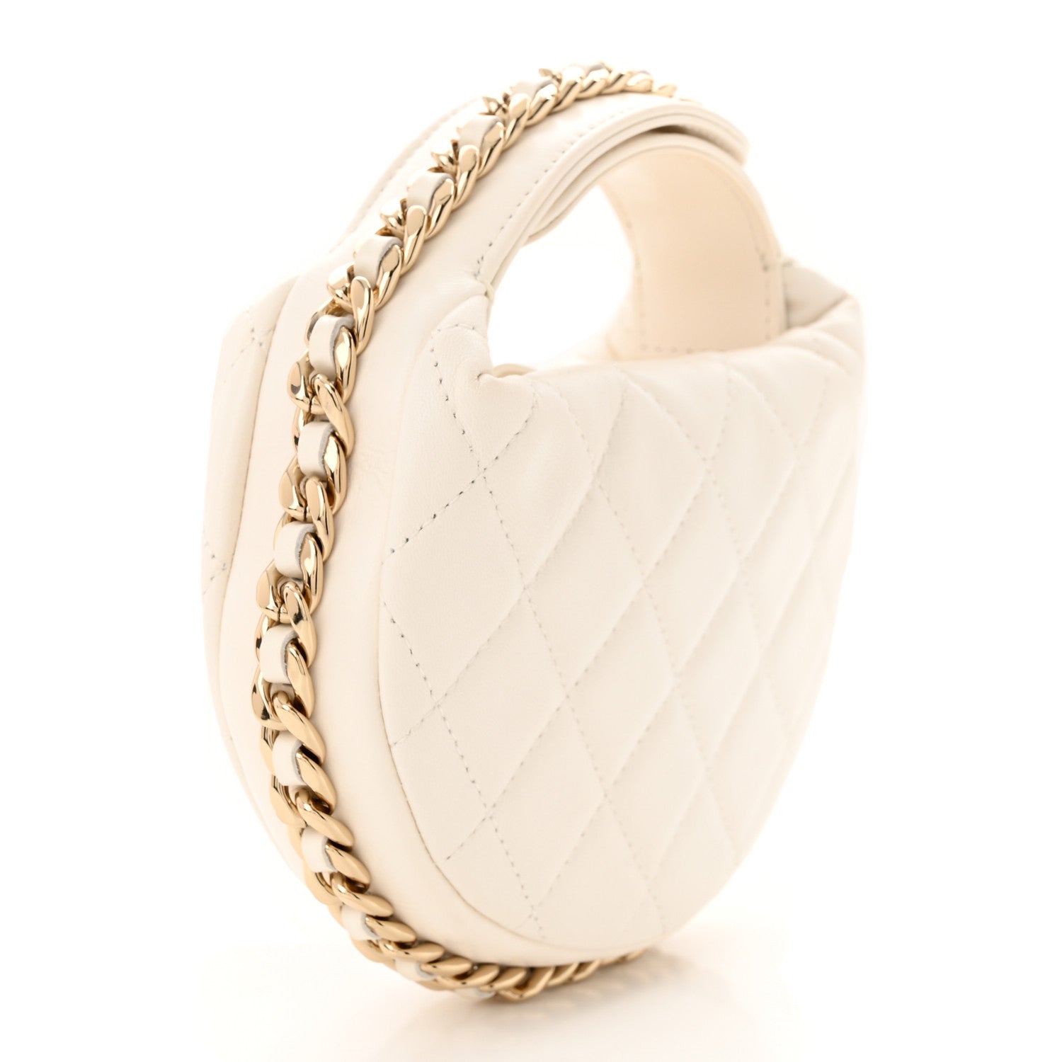 Chanel Lambskin Quilted Chain Around Pouch White 3 of 10