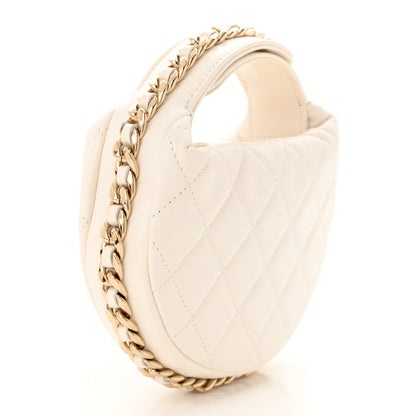 Chanel Lambskin Quilted Chain Around Pouch White 3 of 10