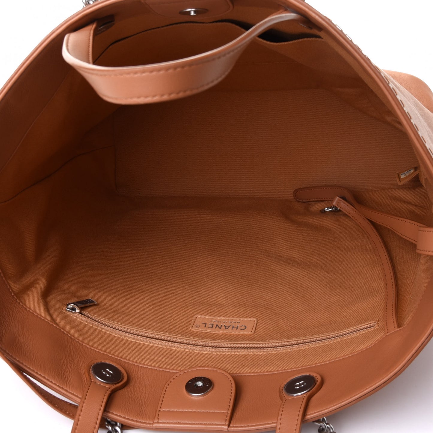 Calfskin Large Coco Eyelets Shopping Tote Camel