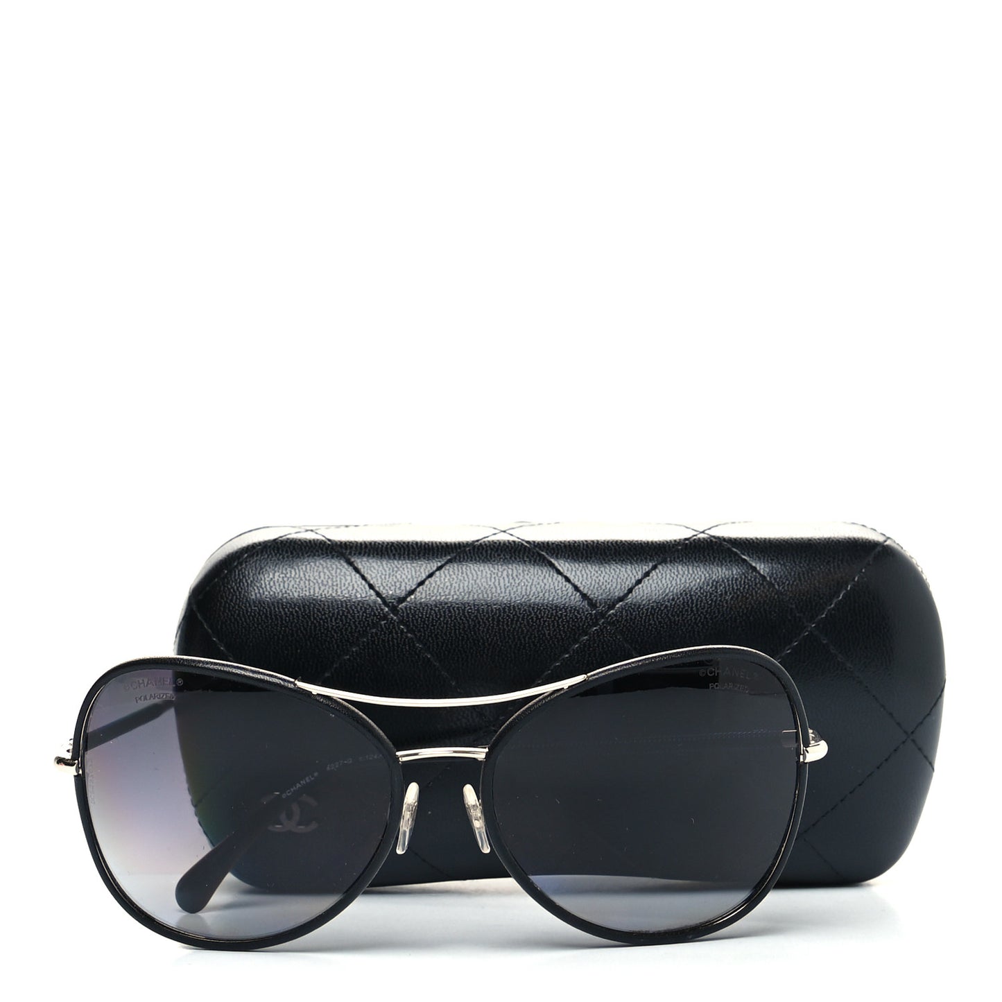 Metal Lambskin Polarized Pilot Fall Sunglasses 4227-Q Black
