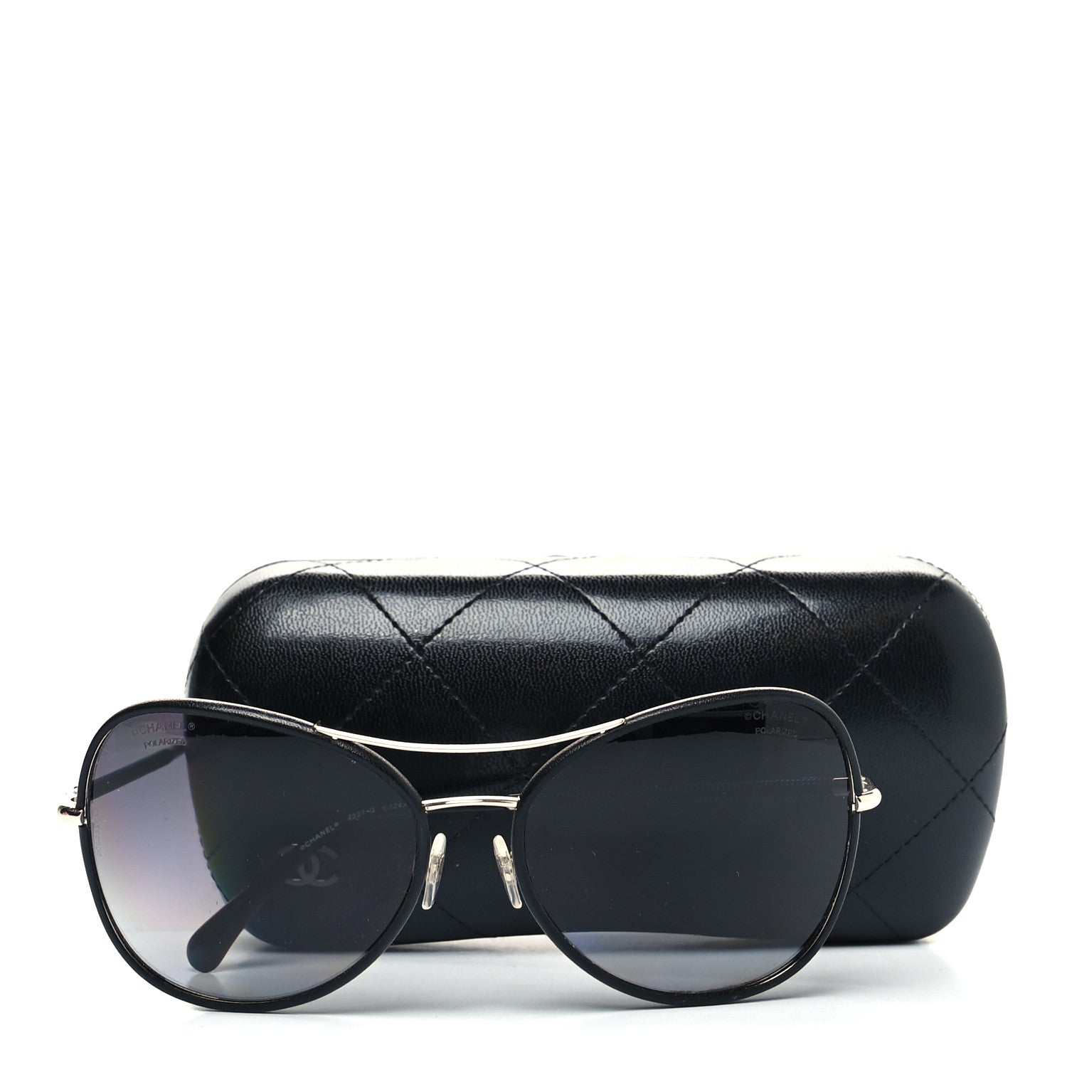 Chanel Metal Lambskin Polarized Pilot Fall Sunglasses 4227-Q Black 9 of 9