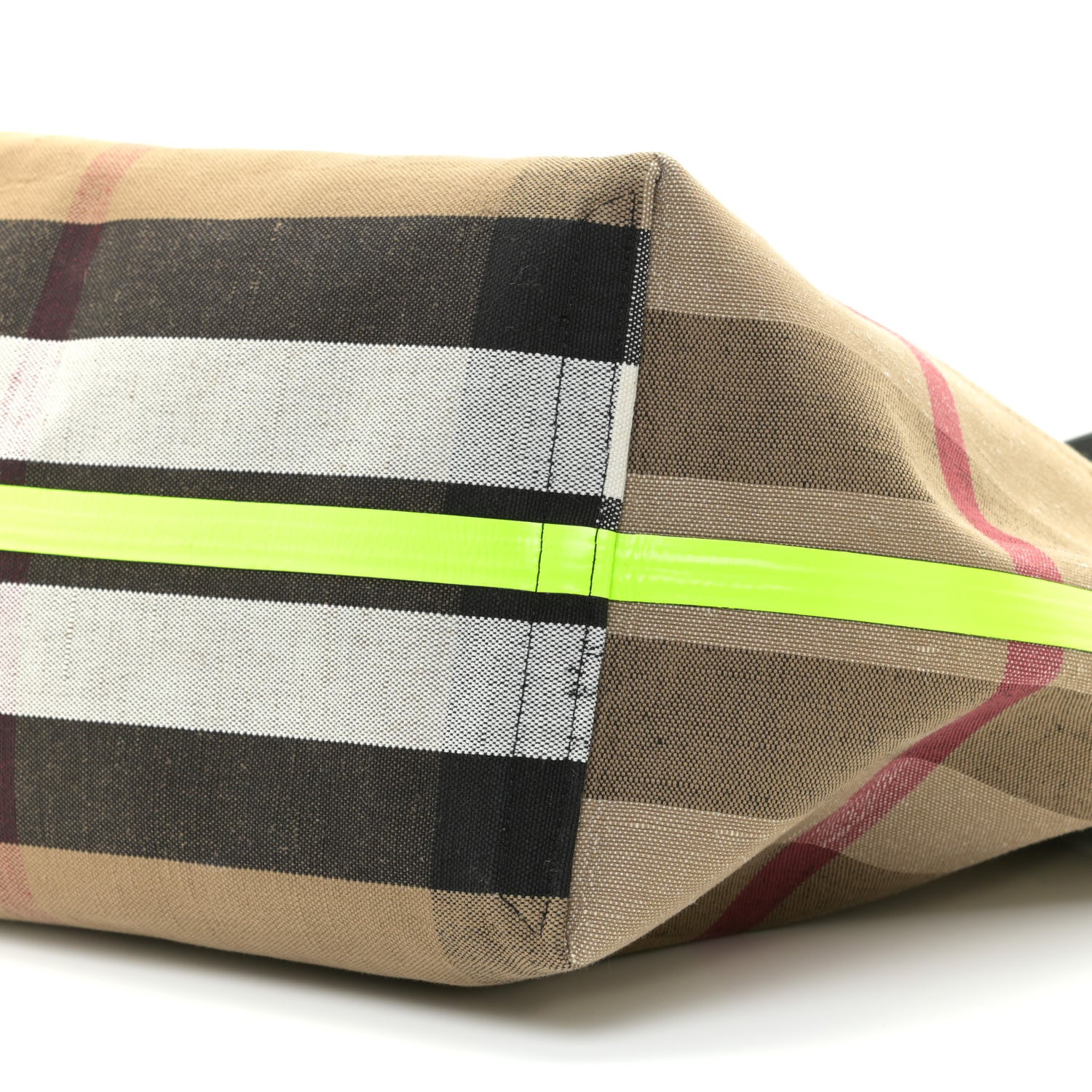 Burberry Canvas Mega Check Extra Large The Giant Reversible Tote Black Neon Yellow 6 of 10