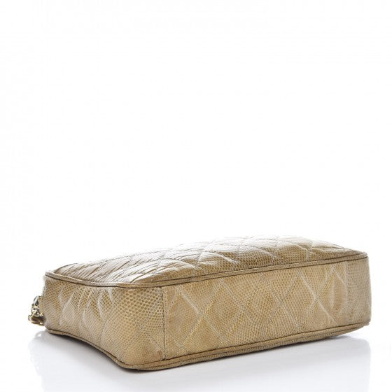 Lizard Quilted Tassel Camera Case Beige