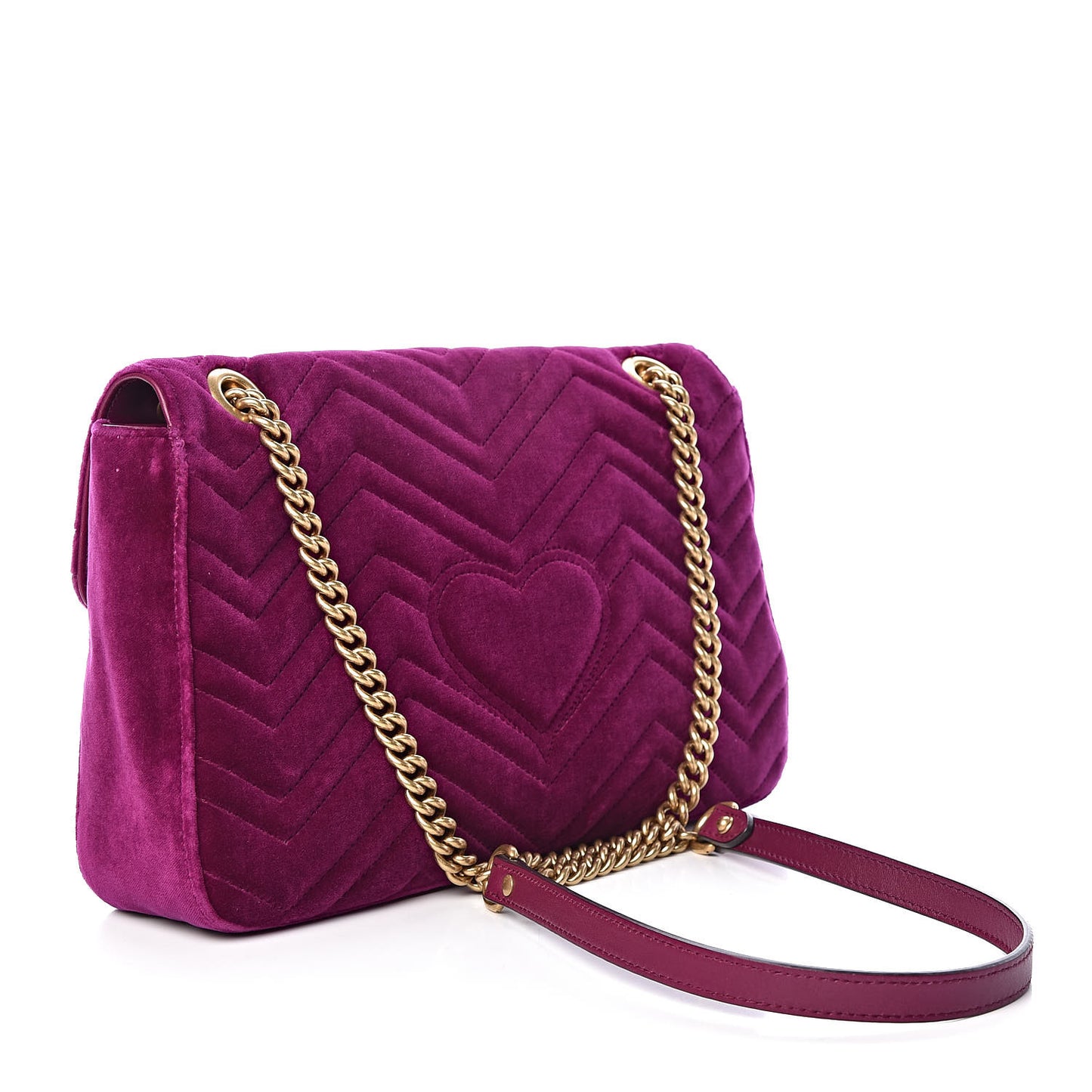 Velvet Matelasse Medium GG Marmont Shoulder Bag Fuchsia Violet Cyclamen