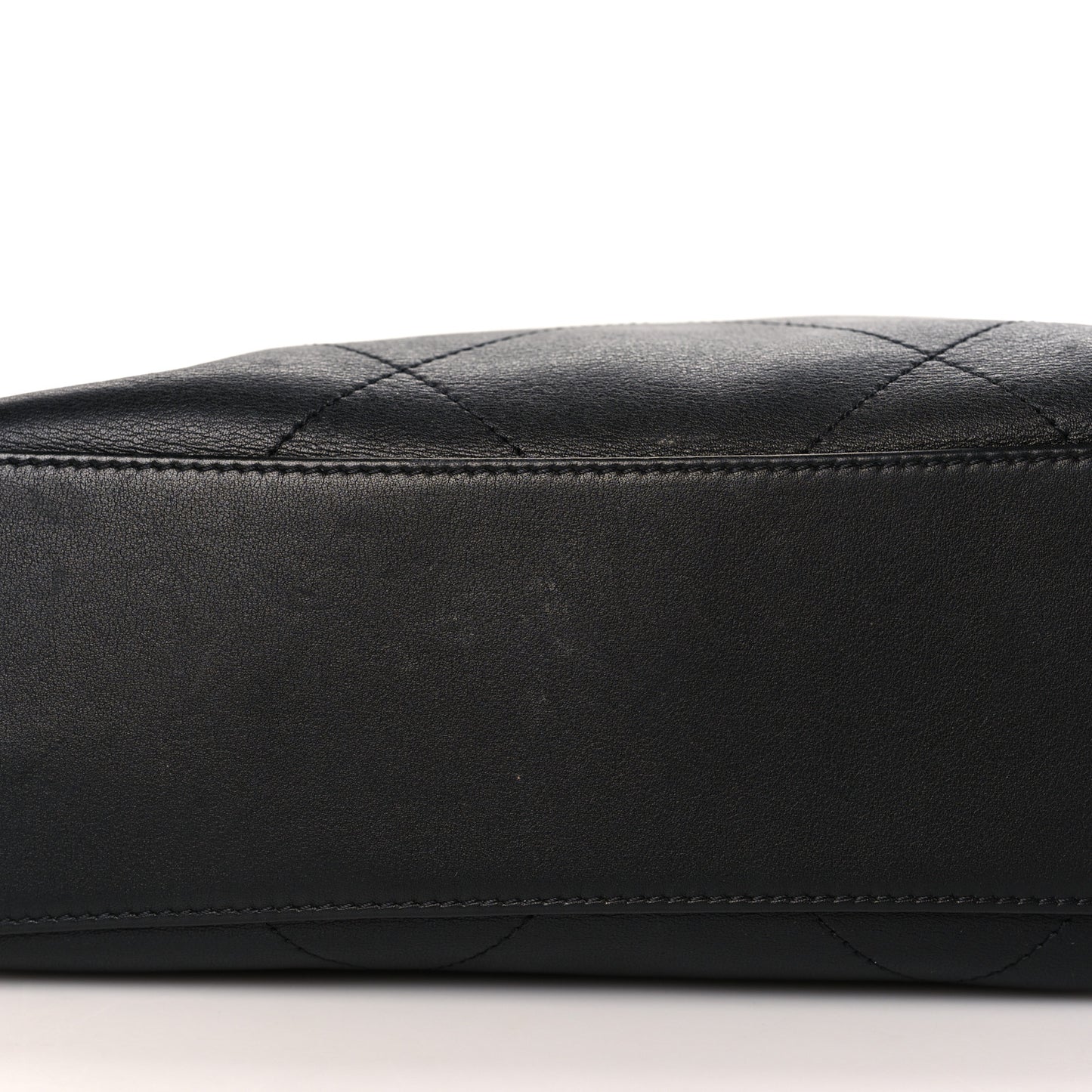 Calfskin Stitched Small Shopping Tote Black