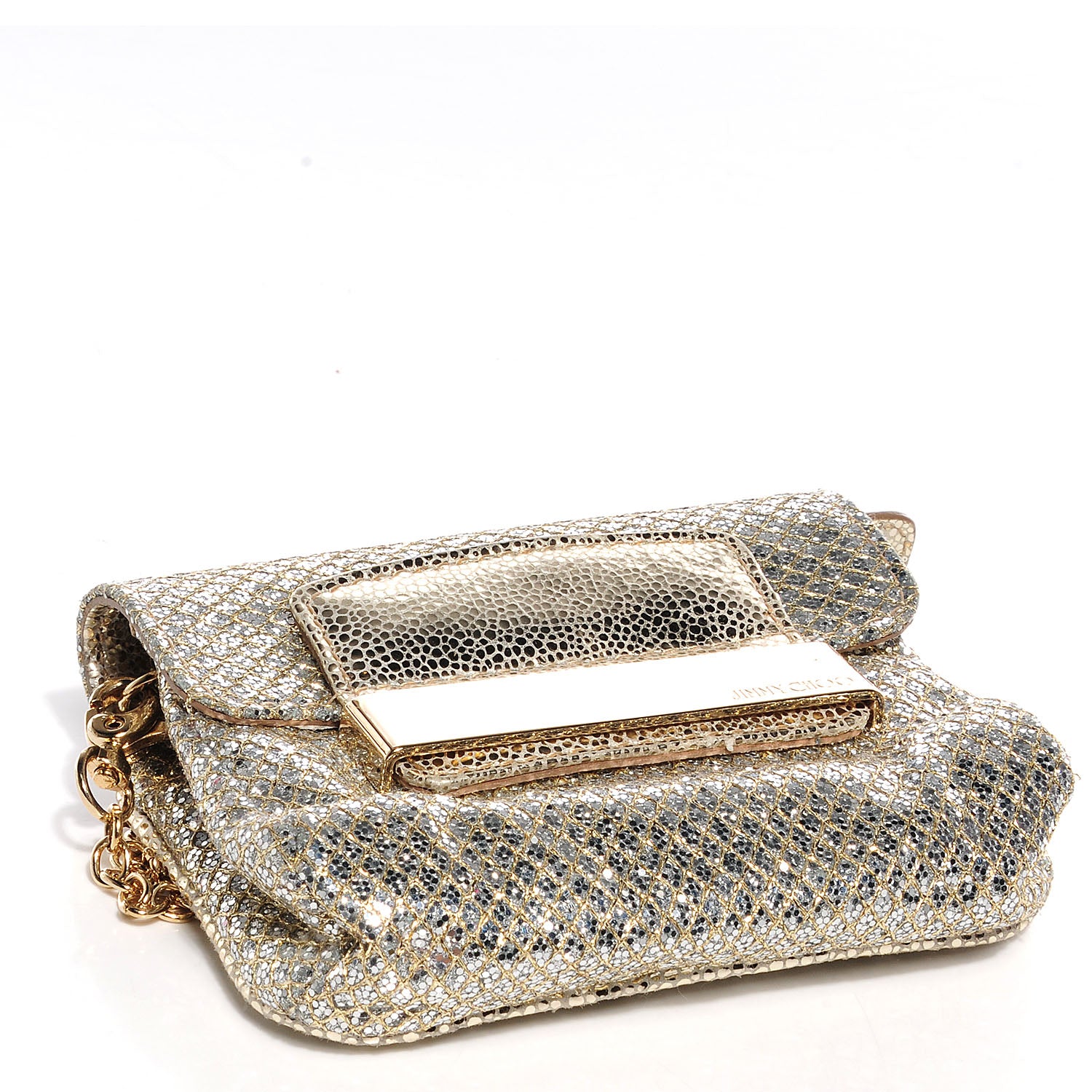 Jimmy Choo Glitter Fabric Mini Rebel Crossbody Bag Gold 4 of 8