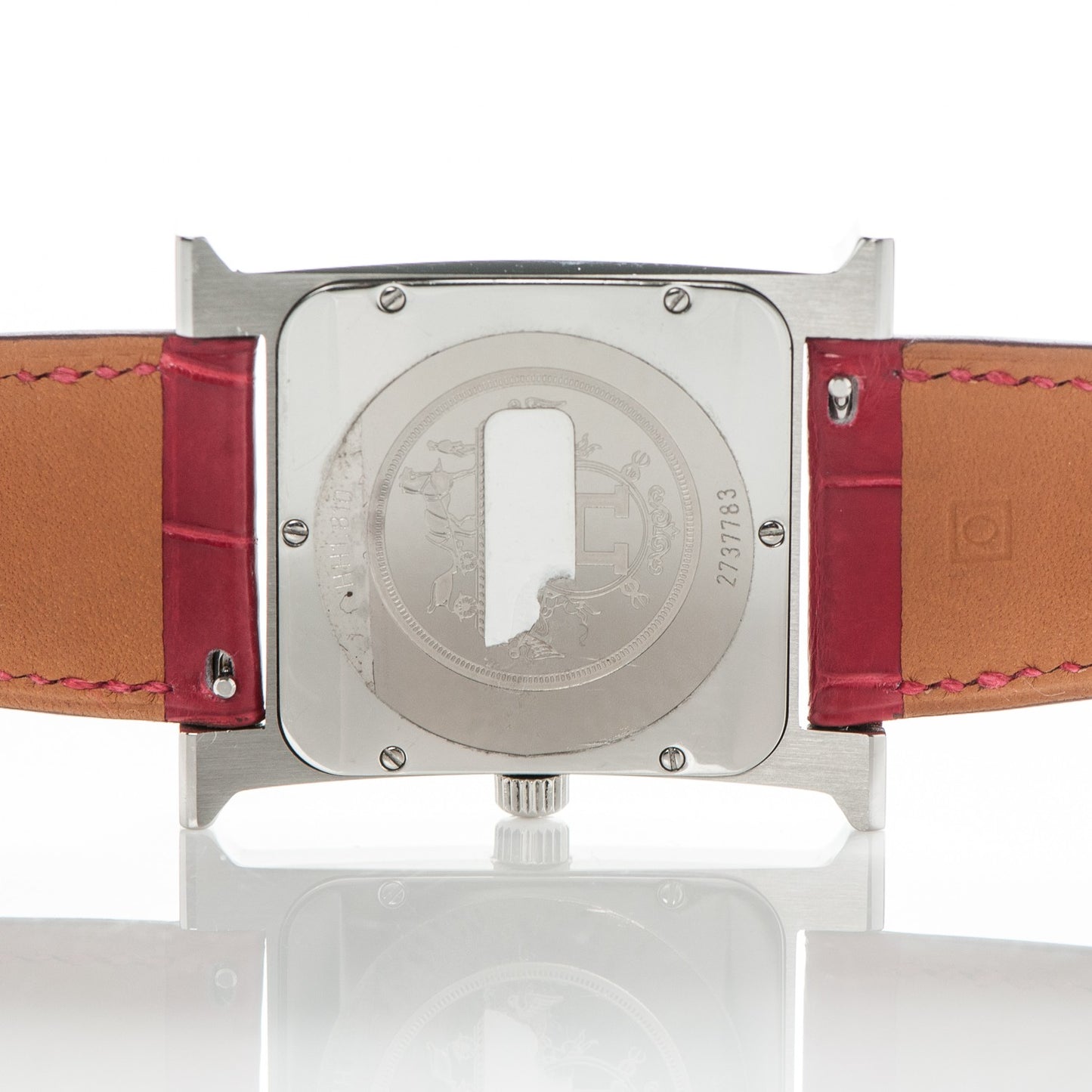 Stainless Steel Alligator 30.5mm Heure H Hour Quartz Watch Rouge Casaque