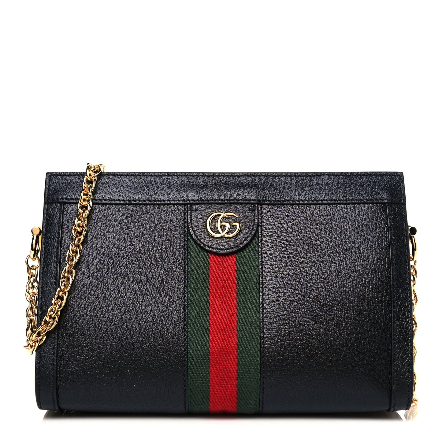 Calfskin GG Web Small Ophidia Chain Shoulder Bag Black