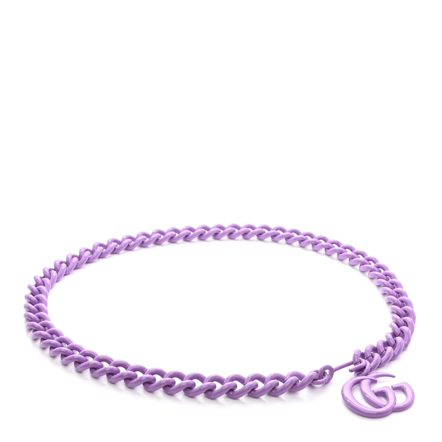 Gucci Varnished Metal GG Marmont Chain Belt Purple 1 of 3