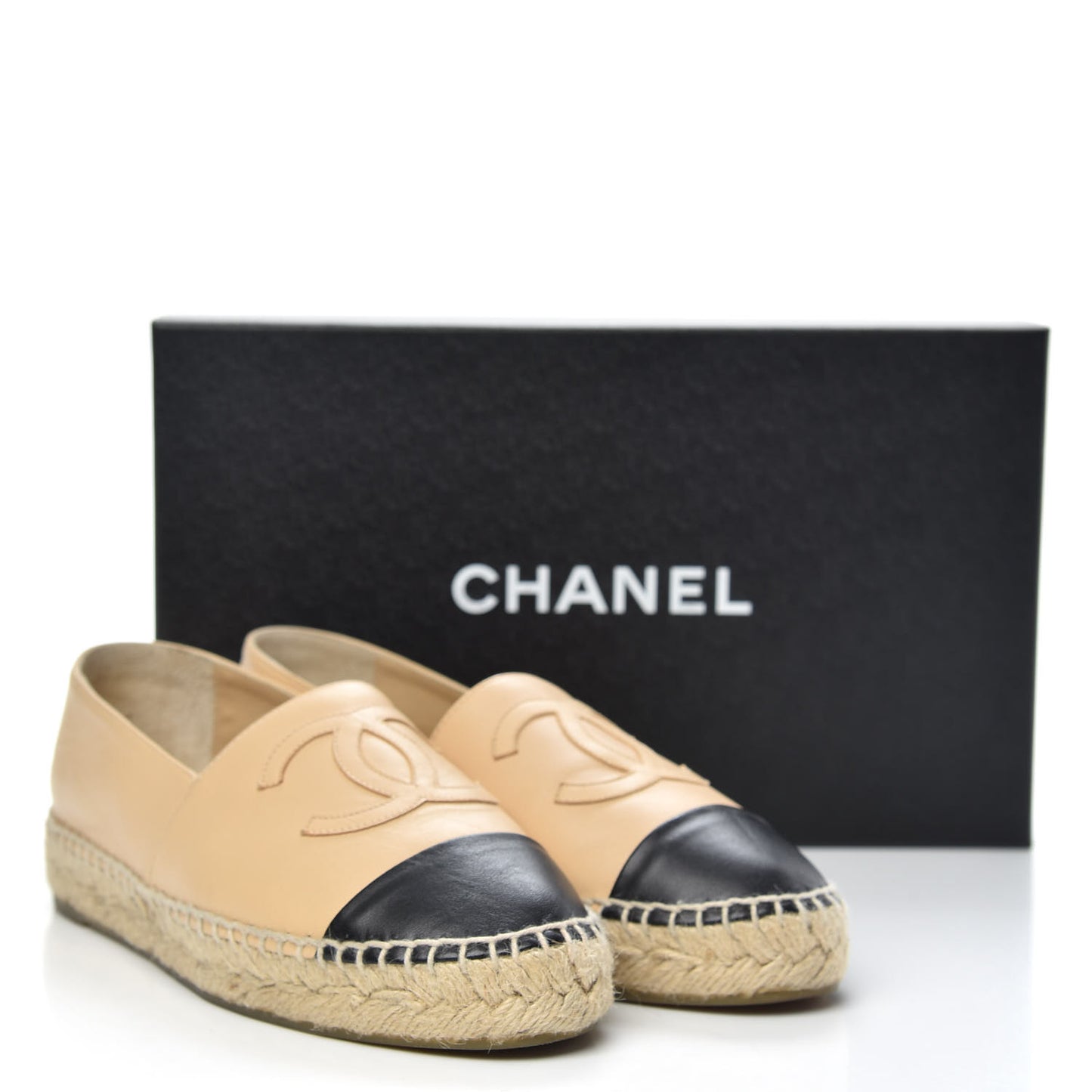 Lambskin CC Espadrilles 36 Beige Black