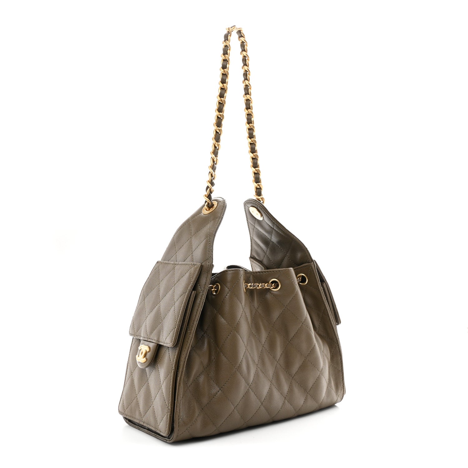 Chanel Caviar Quilted Small Chanel 25 Handbag Dark Khaki 2 of 11