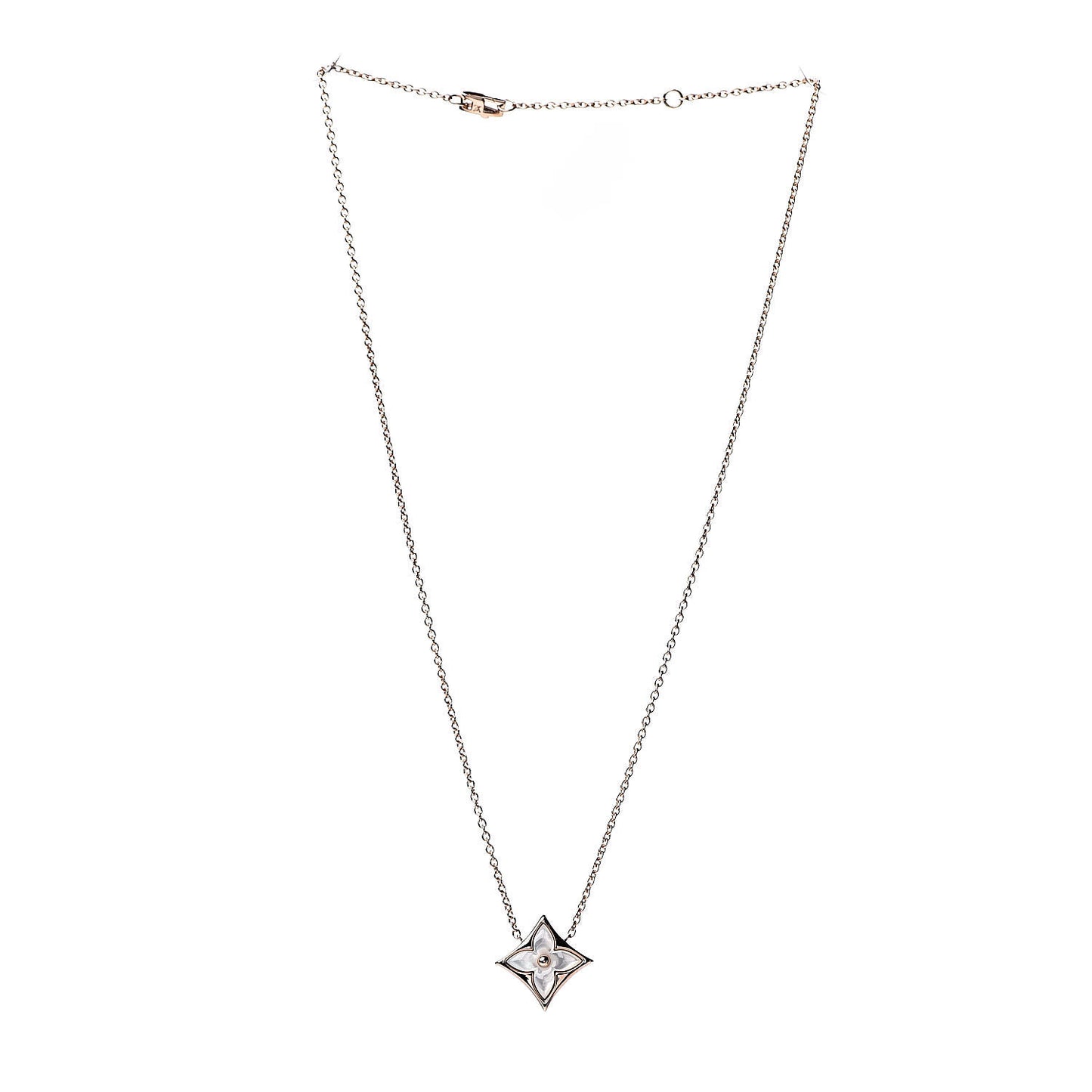 18K Pink Gold Mother Of Pearl Blossom Pendant Necklace