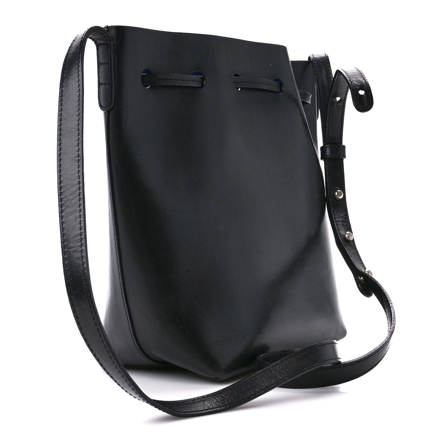 Vegetable Tanned Calfskin Bucket Bag Black Royal