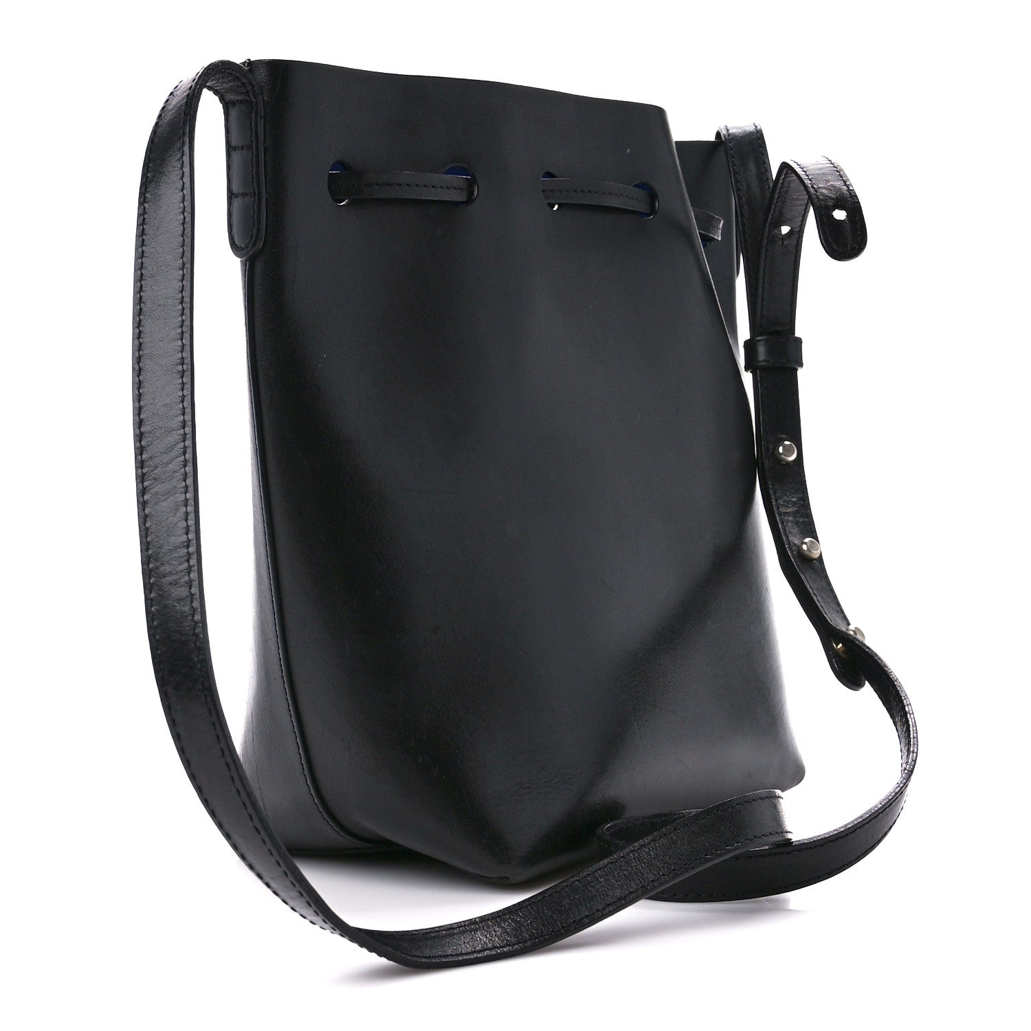 Mansur Gavriel Vegetable Tanned Calfskin Bucket Bag Black Royal 3 of 10